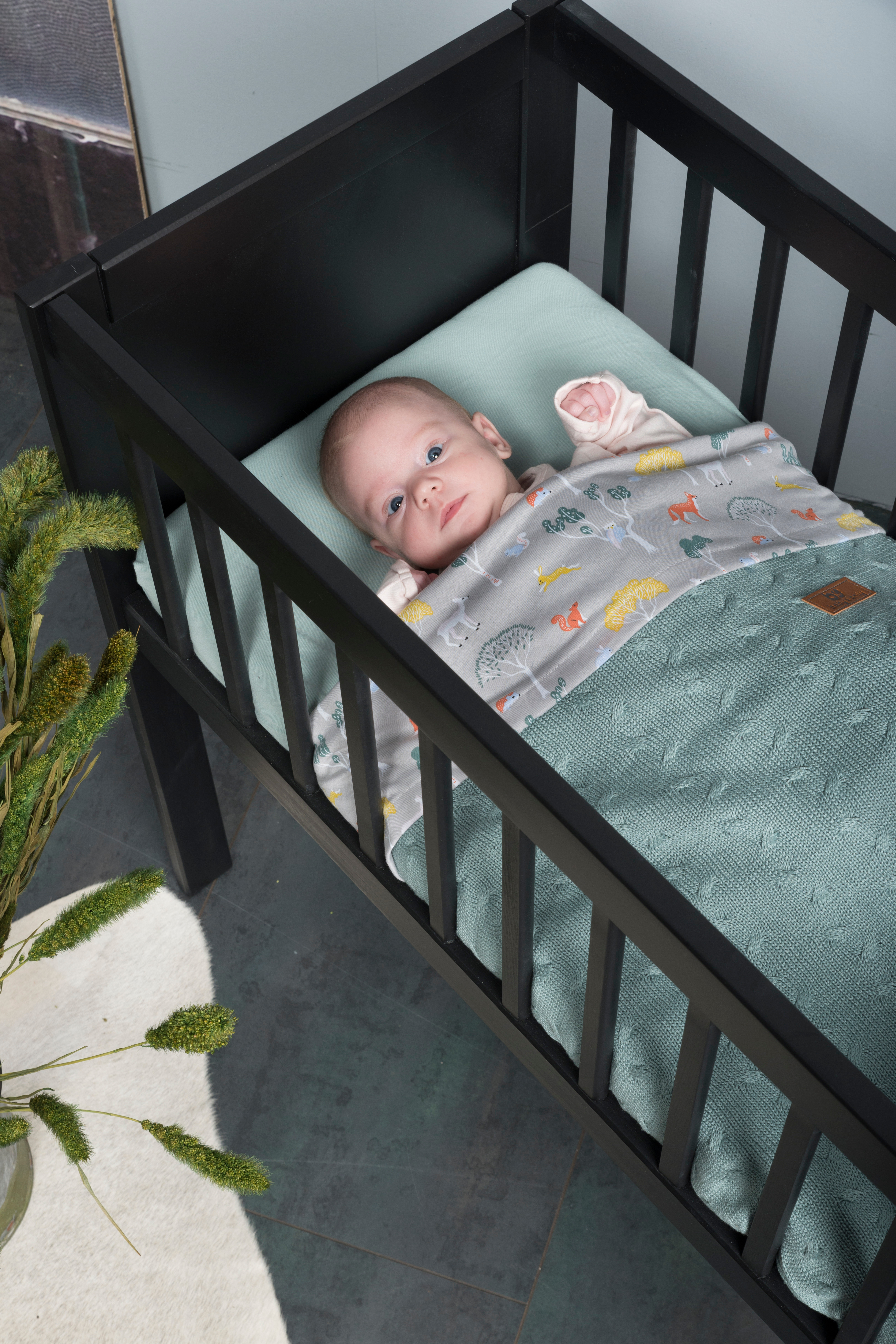 Babydecke Cable Stonegreen